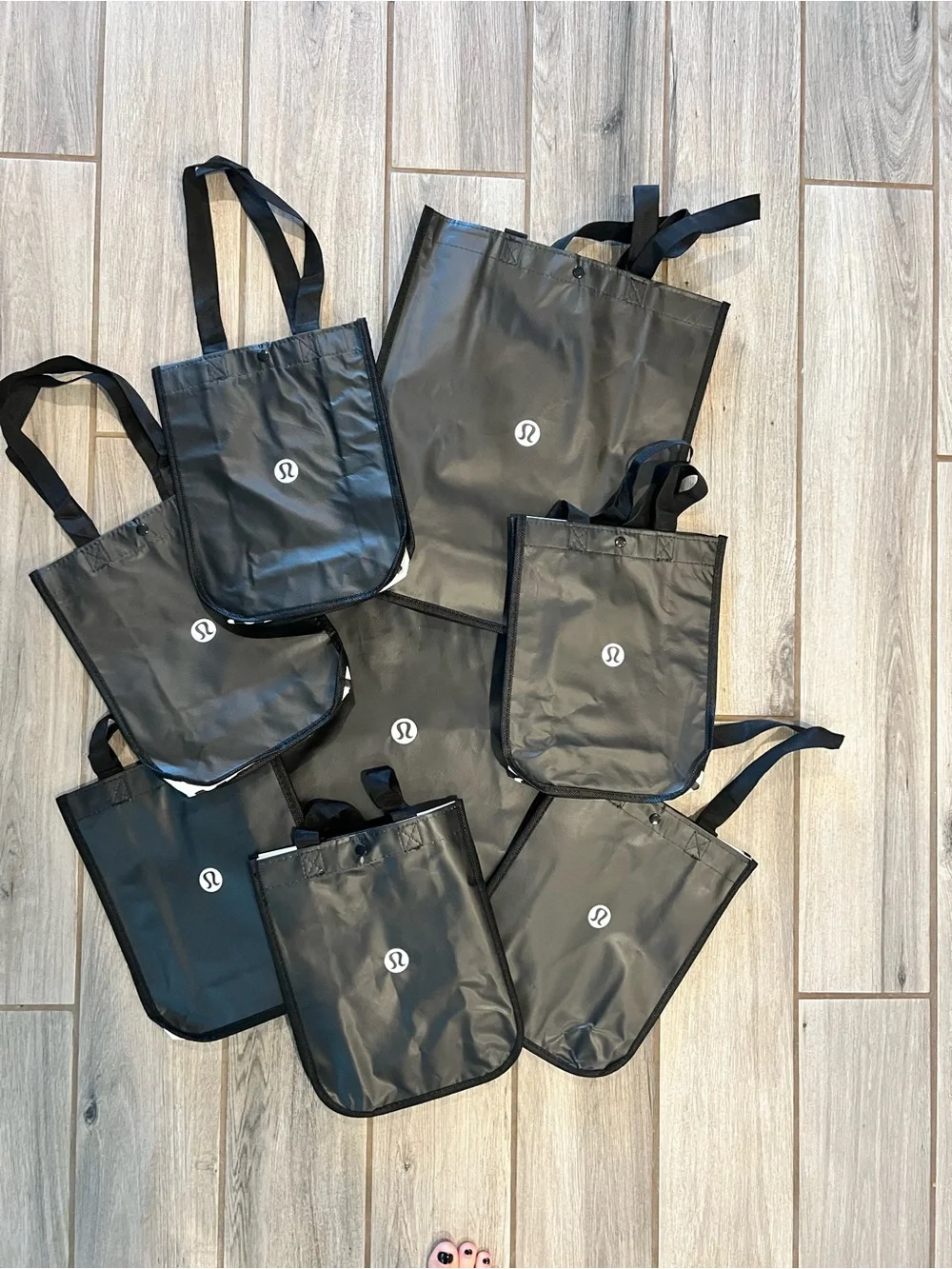 Lululemon Reusable Shopping Bags Bundle Black Logo Small Large Lot 8
